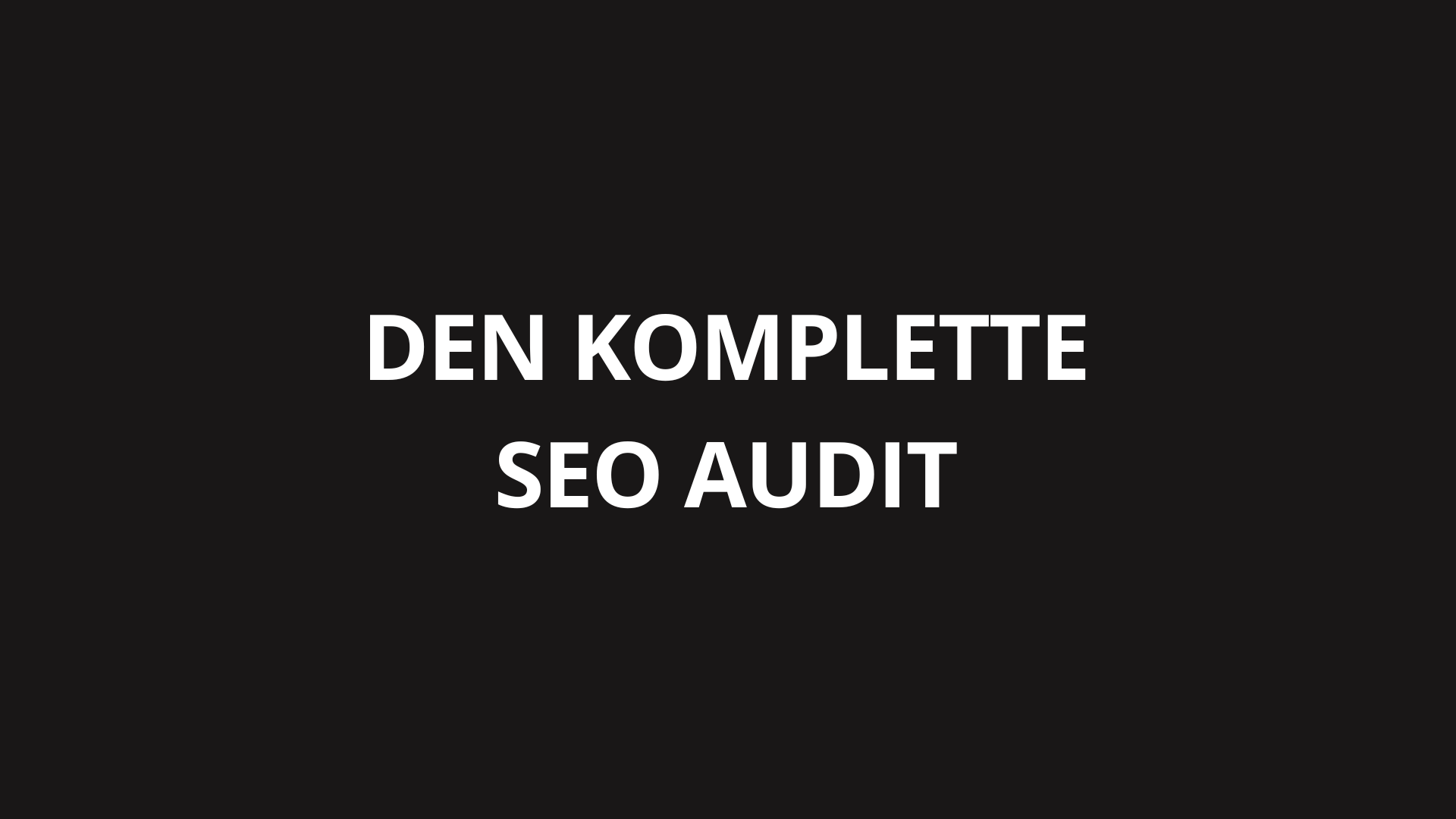 Den komplette SEO audit